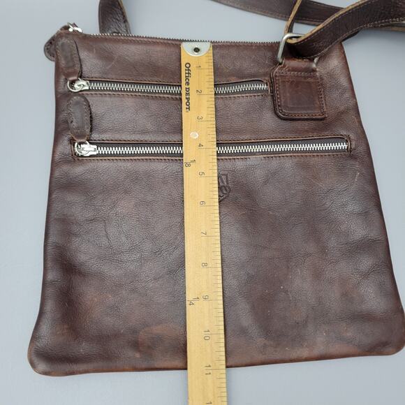 I Malatesta Leather Brown Crossbody Shoulder Bag Made in Italy - Picture 10 of 14